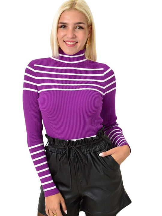 Potre Women's Sweater Striped Magenta