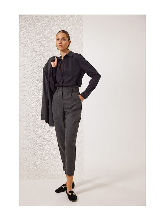 Enzzo Women's Fabric Trousers Charcoal