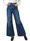 Hoch tailliert Damenjeans Schlaghose in Schlanker Passform Dark Blue
