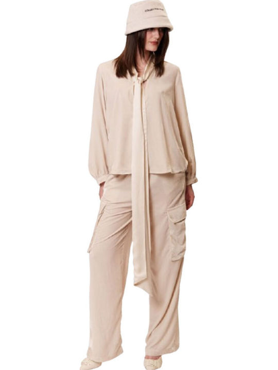 Women's Fabric Trousers Ecru