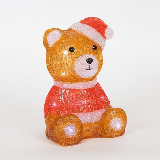 Eurolamp Acrylic Bear Brown & Red Battery 2xAA 20 White + 5 White Flash LED 16x14x24cm IP20