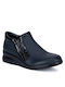 Leather Women's Ankle Boots Platform Blue Black