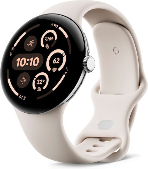 Google Pixel Watch 3 LTE Aluminiu 45mm Rezistent la apă (Polished Silver Aluminum case / Porcelain Active Band)