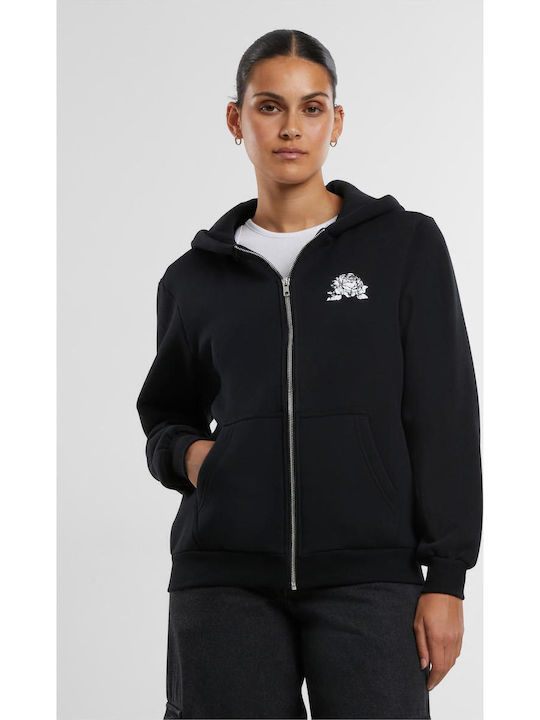 Damen Sweatshirtjacke Kapuzen Black