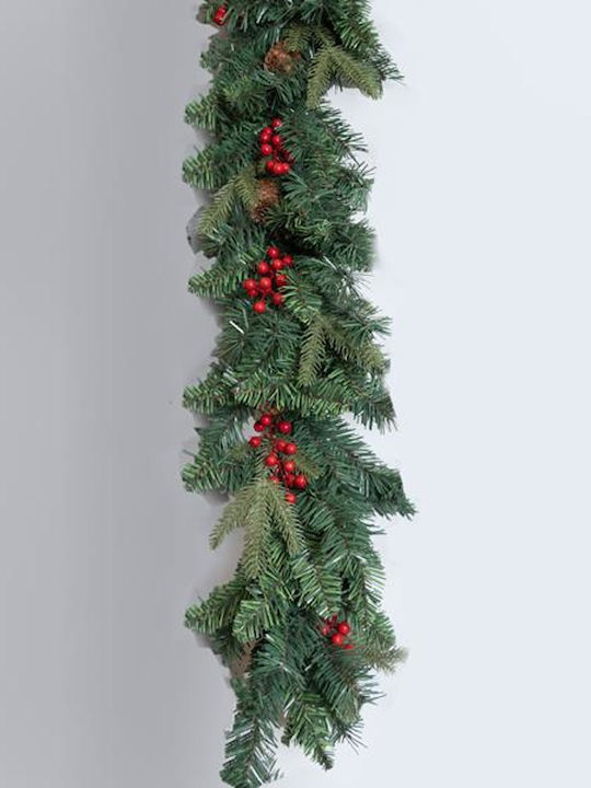 Green Garland with Berries and Pinecones 200cm