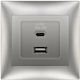 Redled Χωνευτή Πρίζα με 2 Θύρες USB Ασημί