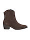 Leder Damen Cowboy-Stiefeletten mit mittlerem Absatz Braun