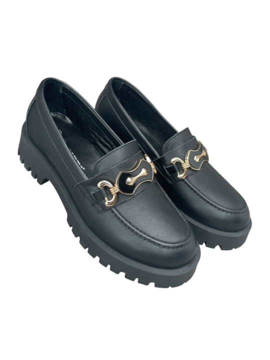 Leather Women's Loafers in Black Color