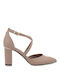 Exe Synthetic Leather Beige Heels