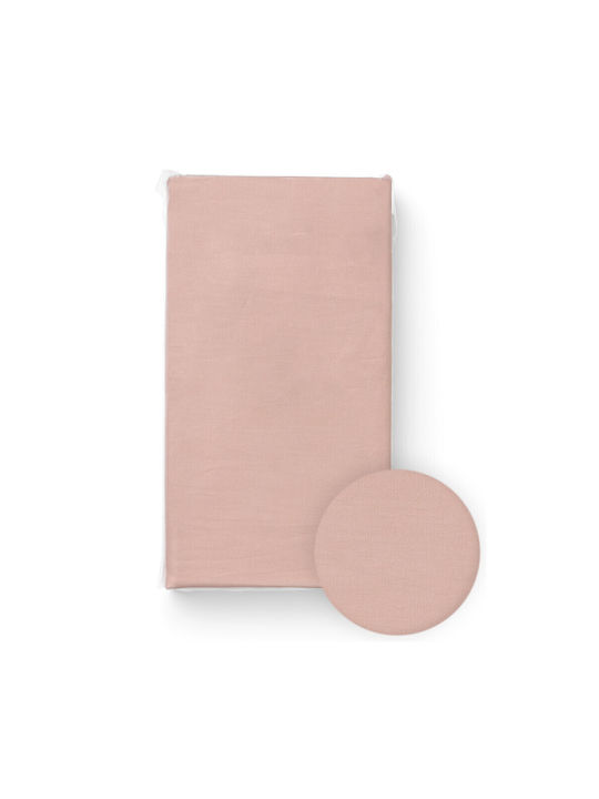 Bocioland Cearșaf pentru bebeluși Pentru Patut Bumbac cu Cauciuc Bej Roz 60x120buc