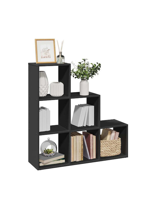 Bookcase 99x29x99cm Black Velvet-Black Metal