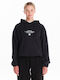 Gekürzt Damen Sweatshirt Kapuzen Schwarz