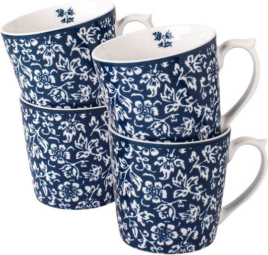 Laura Ashley Porcelain Mug in Various Blue Designs 320ml (Various Designs) 4 Pieces