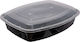 Food Container PP 1550ml M33 23x18.5xh4.5cm Black Transparent Dome Lid Pack of 50 pcs Tefaco 007932