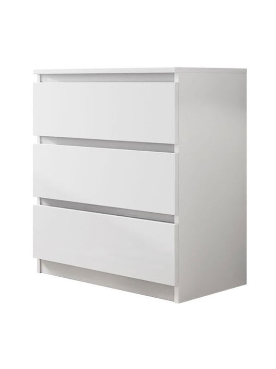 Juniper 3S Wooden Chest of Drawers with 3 Drawers White 70x40x77cm