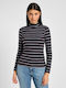 Damen Bluse Langärmelig Gestreift Gray