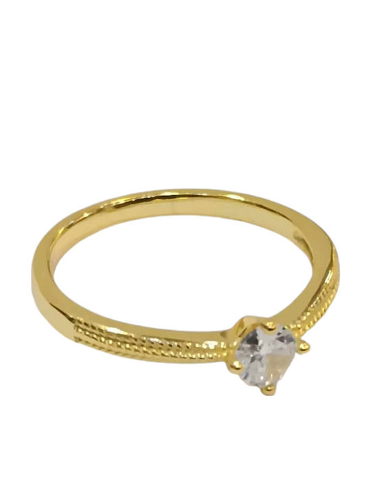 Prince Silvero Ring with Zircon made of Silver Gold Plated