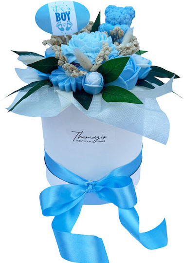Ароматизирана соева восъчна свещ Themagio Букет от цветя It's A Boy 12 X 14см Бяла кутия