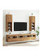Wall Living Room Display Cabinet made of Particleboard with Glass & Lighting Coffee 30.5x30x102cm