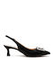 Leder Pumps mit Riemchen Schwarz