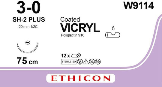 Ethicon Vicryl Абсорбиращ шев 3/0 Кръгла игла 20мм 75см W9114