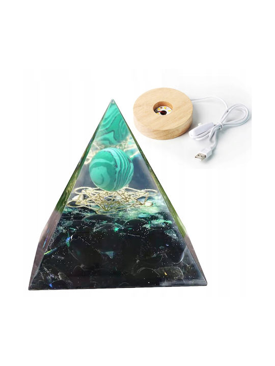 Orgonite Pyramid + Led Lamp Base 5cm Crystal Stones Amulet 5cm Hx16