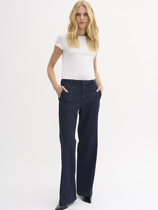 Ψηλόμεσο Γυναικείο Jean Παντελόνι σε Wide Γραμμή Dark Blue