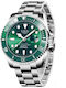 Lige Men's Watch 42mm Battery with Silver Metal Bracelet