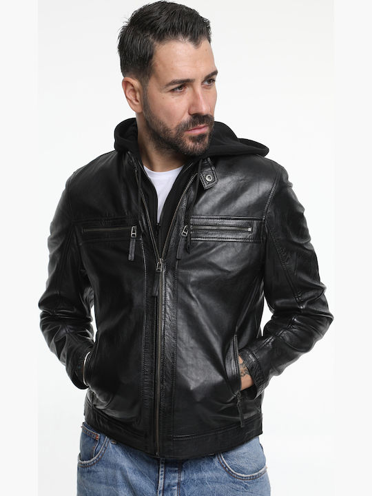 Newton Leather Δερμάτινο Μπουφάν Black
