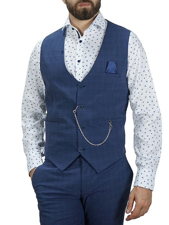 Endeson Fashion Men's Vest Slim Fit Blue