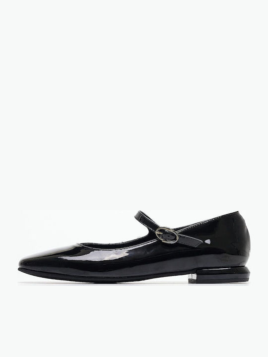 Leder Pumps mit Riemchen Schwarz