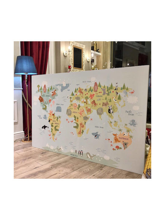 Hartă Animale pentru Copii pe Pânză Knv0323 80cm X 120cm