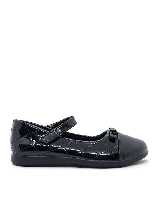 Kids Anatomic Ballerinas with Hoop & Loop Closure Black