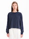 Women's Cotton Long Sleeve Crop Top Gray