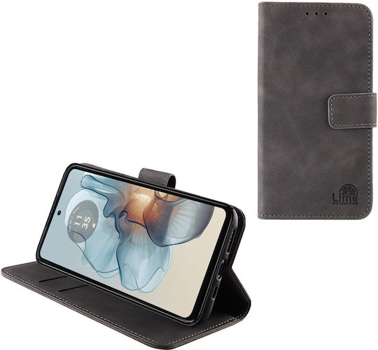 Lime Essential Magnet Brieftasche Synthetisches Leder Gray (Motorola Moto G24 Leistung)