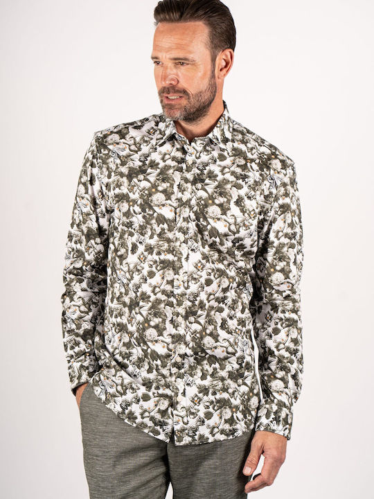 Long Sleeve Shirt in Regular Fit Floral Olive