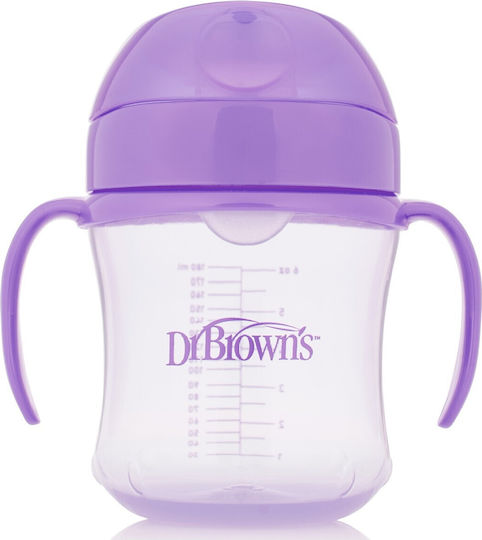 Dr. Brown's Educational Sippy Cup Plastic with Handles Purple for 6m+m+ 180ml
