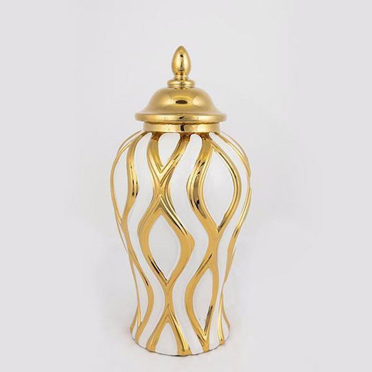 Eurolamp Ceramic Vase Beige Gold W17.3xH36.8cm