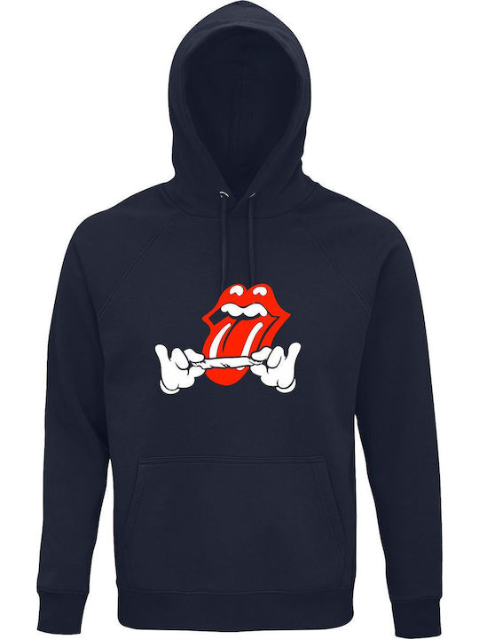 Rolling Stoned Rolling Stones Weed Блуза с качулка Rolling Stones Тъмносин