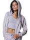 Дамска Суитшърт Жакет Велур Худи Lilac Grey