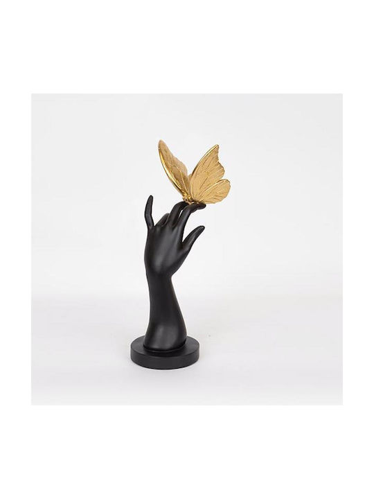 Estheti Home Tabletop Decorative Resin Black Gold Butterfly Hand 14x17x34.6cm 752-27127