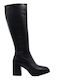 Robinson Leather High Heel Women's Boots with Laces Black