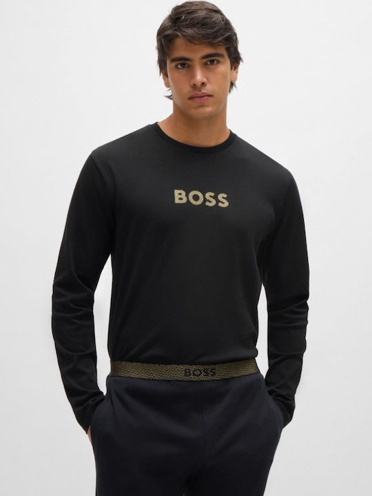 Boss Χειμερινή Ανδρική Πιτζάμα Βαμβακερή Μαύρες
