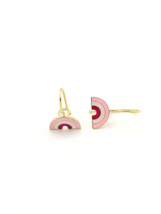 Gold Children's Drop Earrings K9 Rainbow Enamel Code 107702