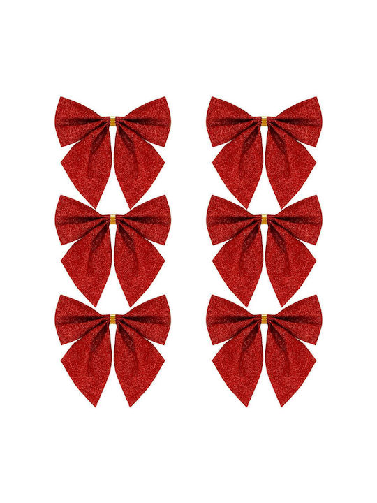 Hängender Bogen Ornament Rot mit Glitzer Set 6Stück