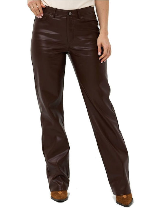 Esqualo Women's Leather Trousers Chocolate