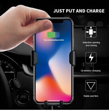 Car Vent Mount + Gravity Suction Cup 10w Wireless Charging Qi Standard Fast Charge Type-c Cwcph-z054