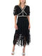 Sommer Midi Abendkleid mit Spitze Schwarz BKR-12309-Schwarz