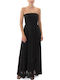 Sommer Maxi Damenkleid für Hochzeit - Taufe Trägerlos Schwarze MTCHBX-LD1047-Schwarz
