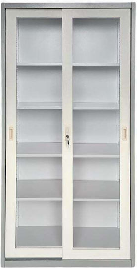 Zweiflügeliger Schrank Metallisch mit 4 Regale 85x40x180cm